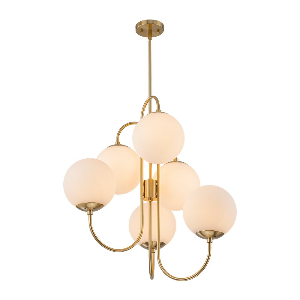 Freyza | Rauduvyr Mid-Century Goose Glass Opal Chandelier – Mid-Century Dining Room Living Room