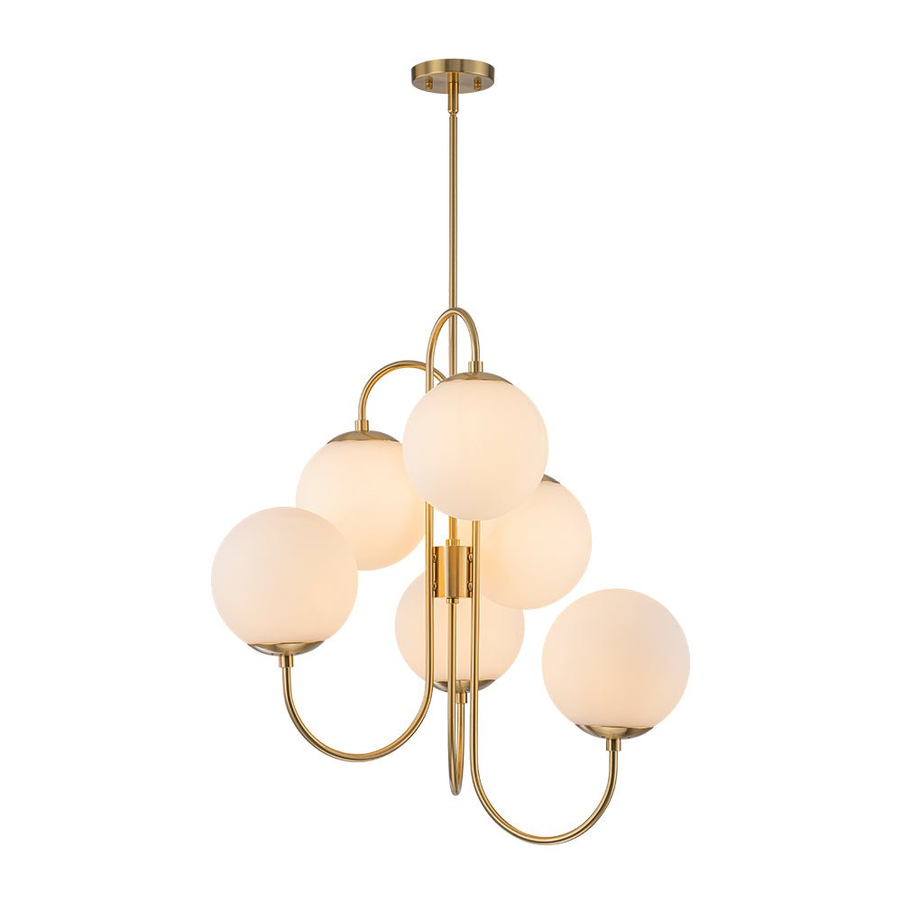 Freyza | Rauduvyr Mid-Century Goose Glass Opal Chandelier – Mid-Century Dining Room Living Room