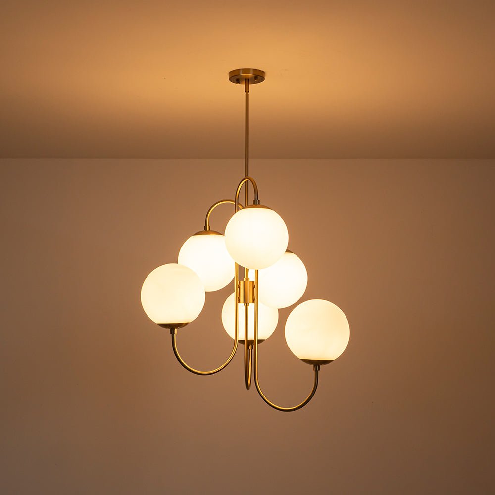 Freyza | Rauduvyr Mid-Century Goose Glass Opal Chandelier – Mid-Century Dining Room Living Room