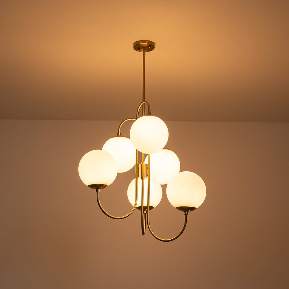 Freyza | Rauduvyr Mid-Century Goose Glass Opal Chandelier – Mid-Century Dining Room Living Room