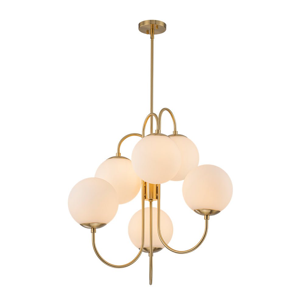 Freyza | Rauduvyr Mid-Century Goose Glass Opal Chandelier – Mid-Century Dining Room Living Room