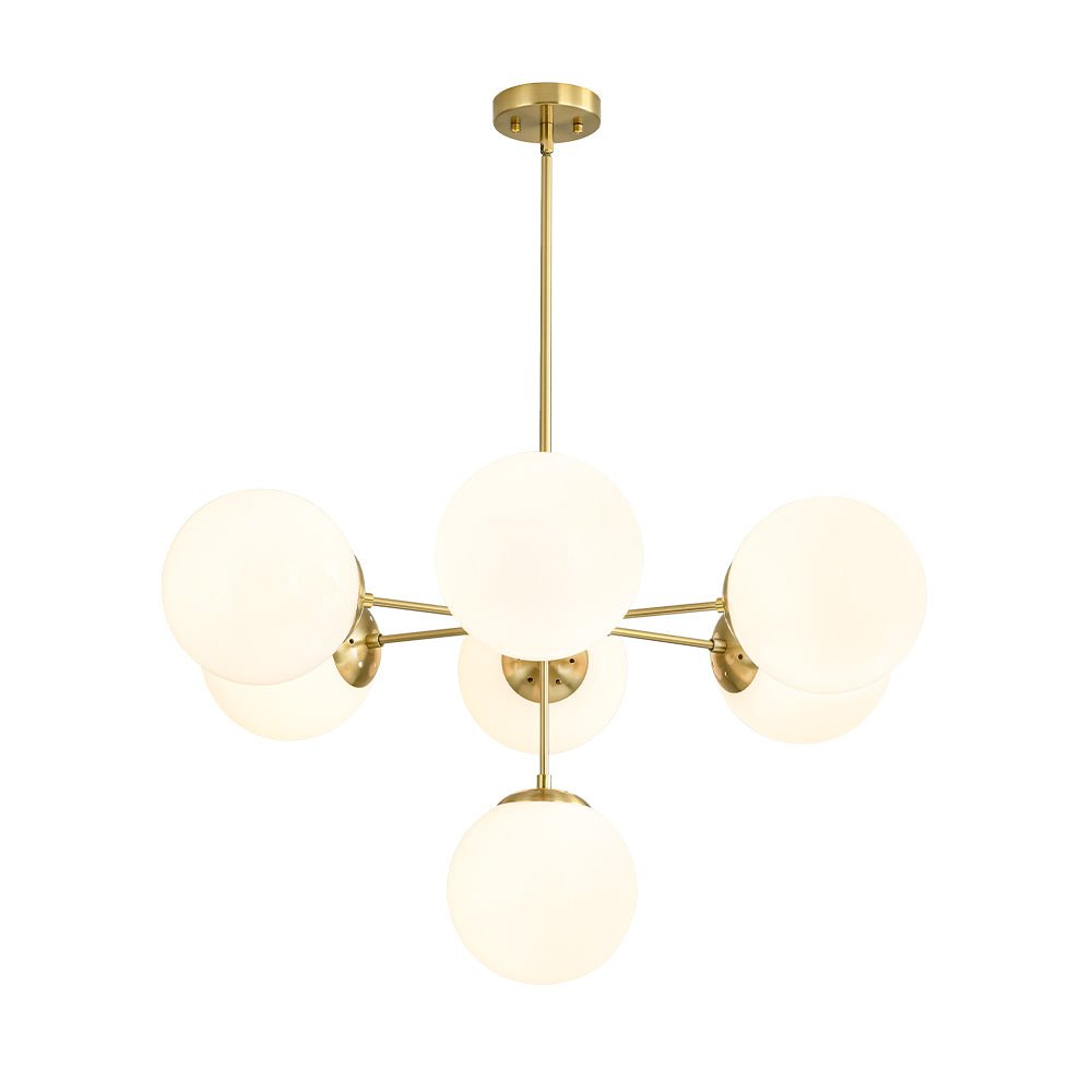 Freyza | Xenuvia Mid-Century-Sputnik-Opalglas-Kronleuchter – Esszimmer und Wohnzimmer im Mid-Century-Stil