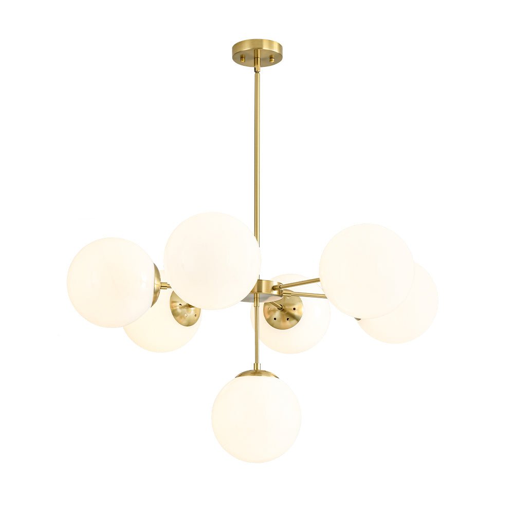 Freyza | Xenuvia Mid-Century-Sputnik-Opalglas-Kronleuchter – Esszimmer und Wohnzimmer im Mid-Century-Stil