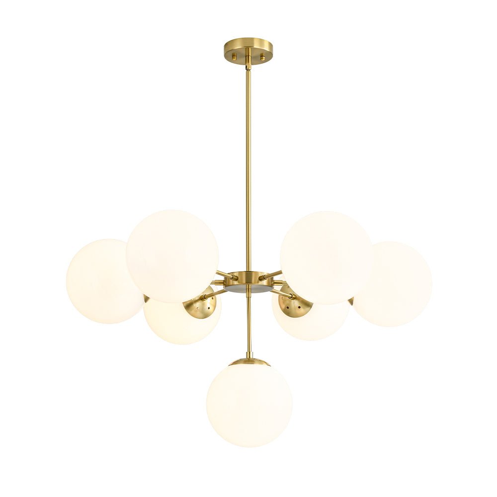 Freyza | Xenuvia Mid-Century-Sputnik-Opalglas-Kronleuchter – Esszimmer und Wohnzimmer im Mid-Century-Stil