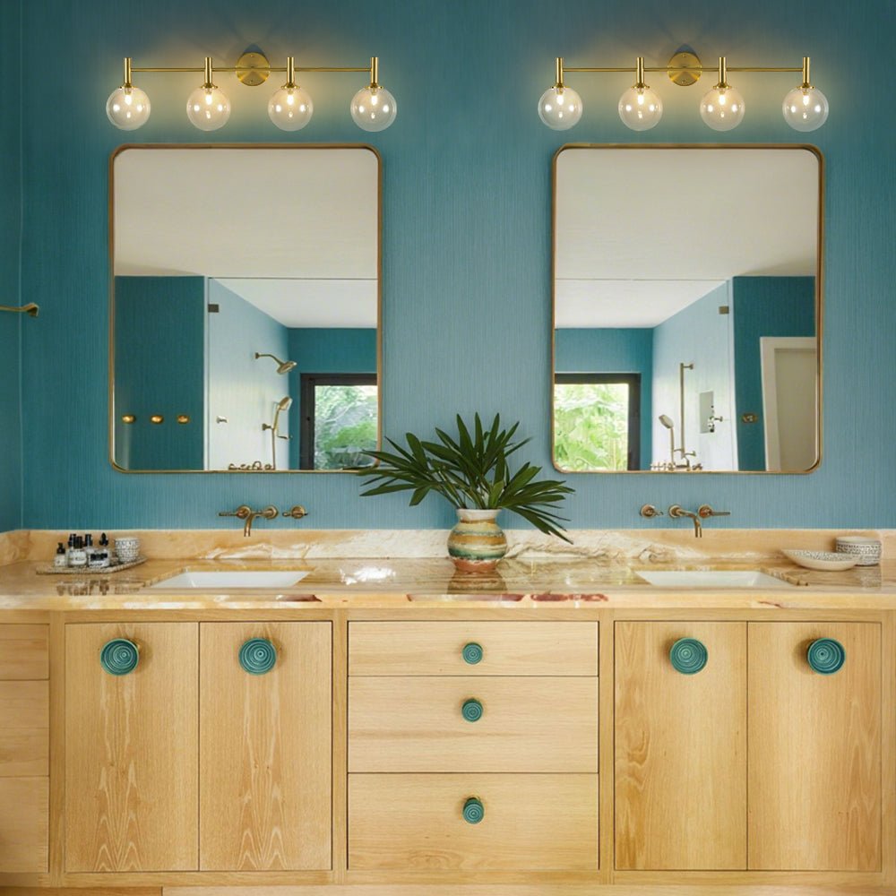 Freyza | Kvennuvux Wandleuchte aus Kugelglas im Mid-Century-Stil – Mid-Century-Wohnzimmer-Flur