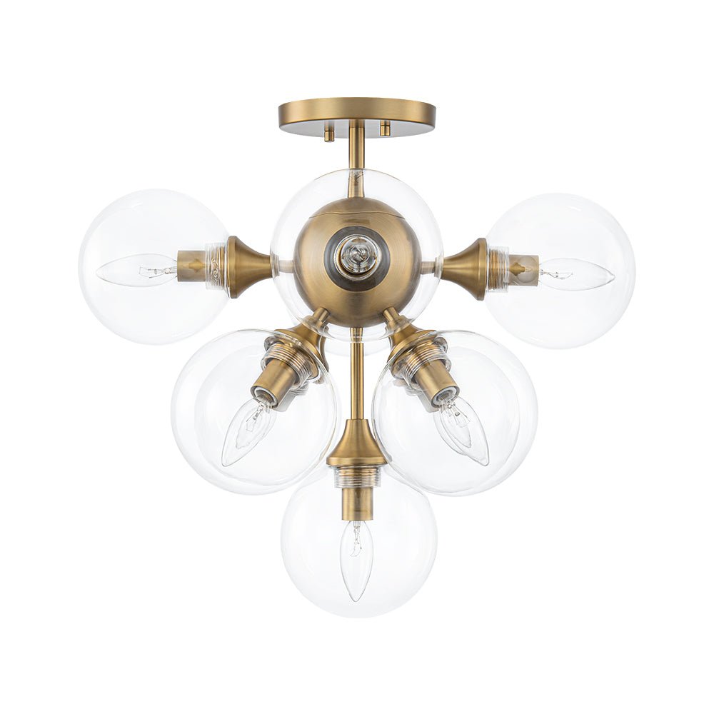 Freyza | Tinduvyx Mid-Century-Bubble-Glas-Kronleuchter aus Messing – Esszimmer-Wohnzimmer im Mid-Century-Stil