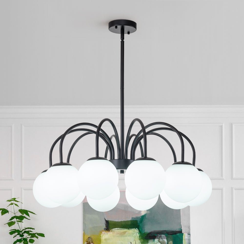Freyza | Ostruvo Kronleuchter aus Milchglas im Mid-Century-Stil – Esszimmer Wohnzimmer