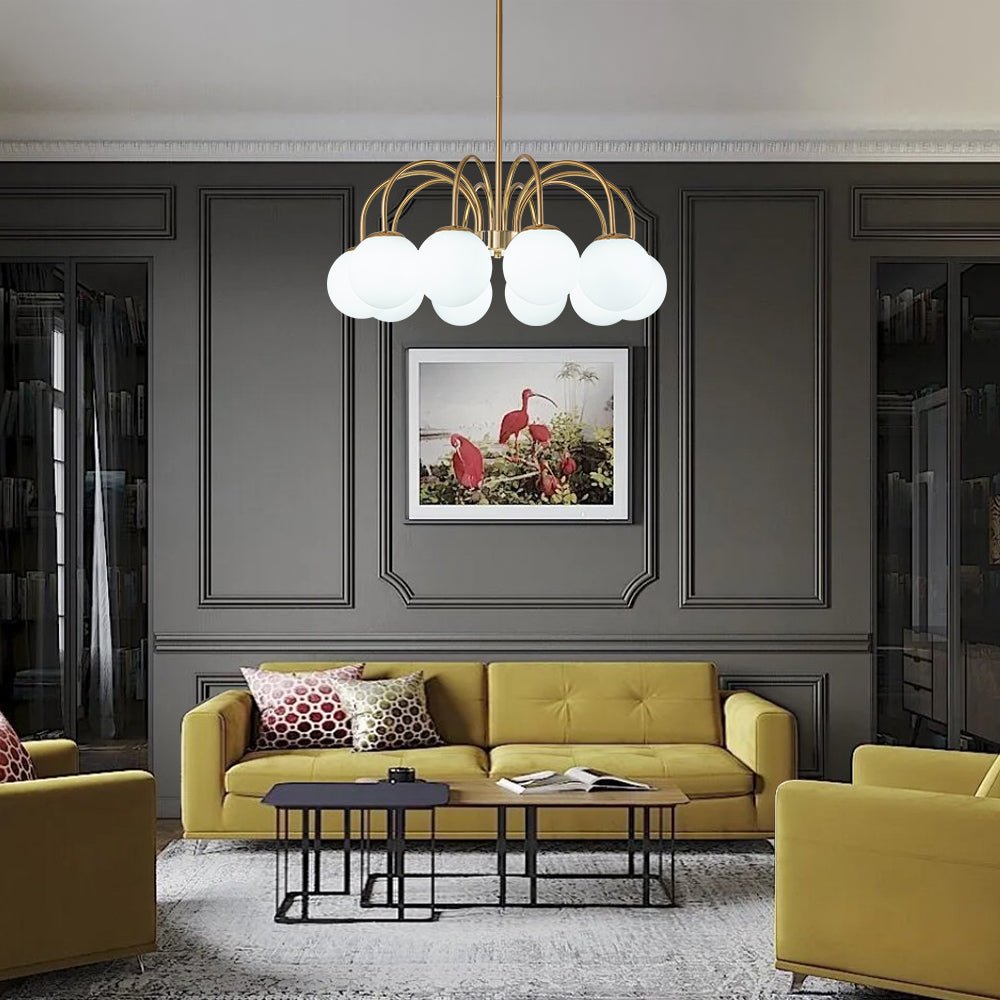 Freyza | Ostruvo Kronleuchter aus Milchglas im Mid-Century-Stil – Esszimmer Wohnzimmer