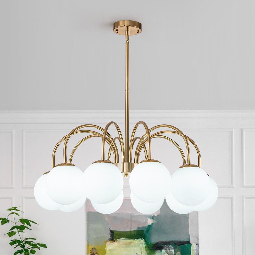 Freyza | Ostruvo Kronleuchter aus Milchglas im Mid-Century-Stil – Esszimmer Wohnzimmer