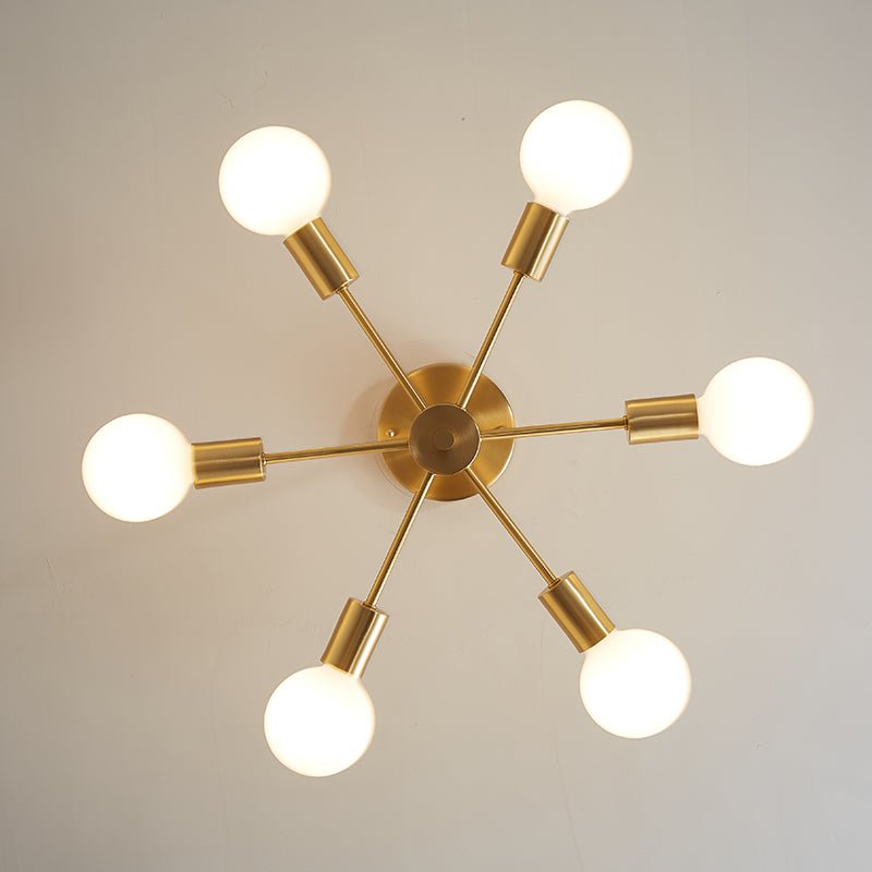 Freyza | Blikuvo Mid-Century Modern Brass Ceiling Light – Modern Bedroom Living Room