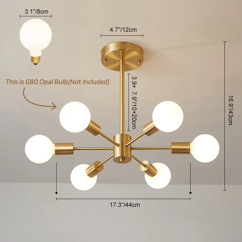 Freyza | Blikuvo Mid-Century Modern Brass Ceiling Light – Modern Bedroom Living Room