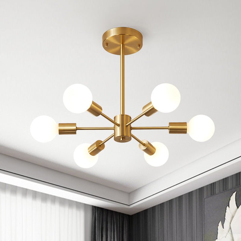 Freyza | Blikuvo Mid-Century Modern Brass Ceiling Light – Modern Bedroom Living Room