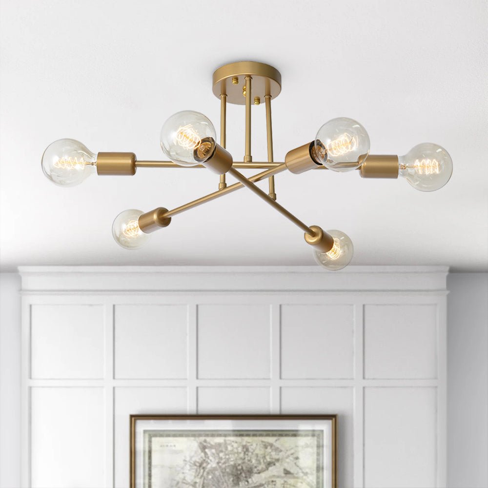 Freyza | Vallin Modern Brass Brass Ceiling Light – Modern Bedroom Living Room