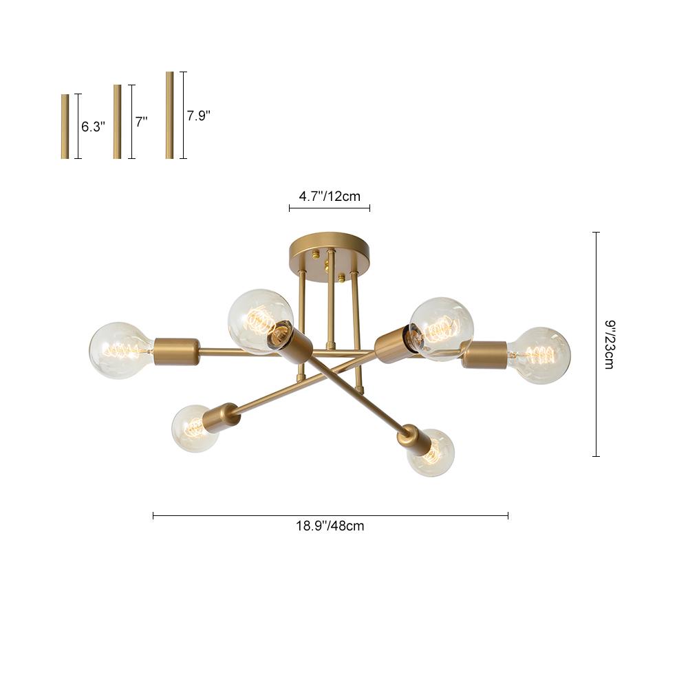Freyza | Vallin Modern Brass Brass Ceiling Light – Modern Bedroom Living Room