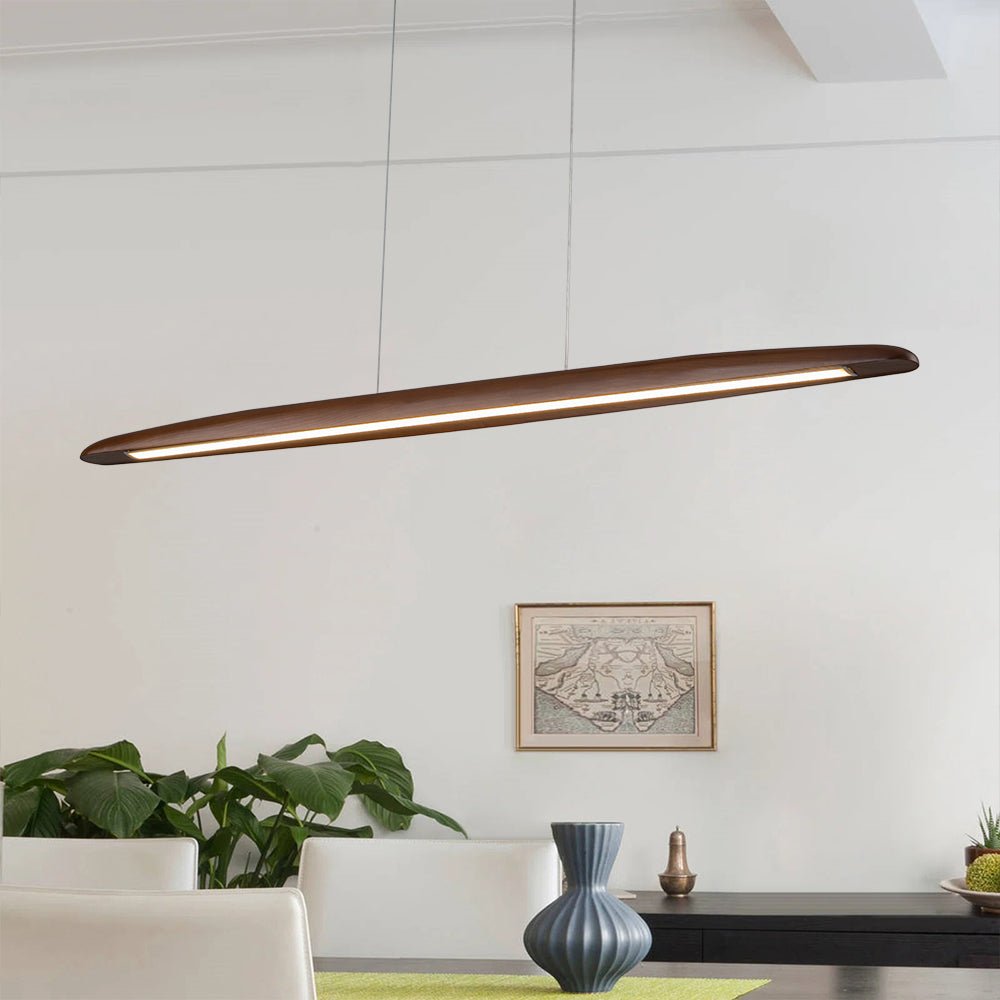 Freyza | Tindari Minimalist Linear Wood Chandelier – Minimalist Dining Room Living Room