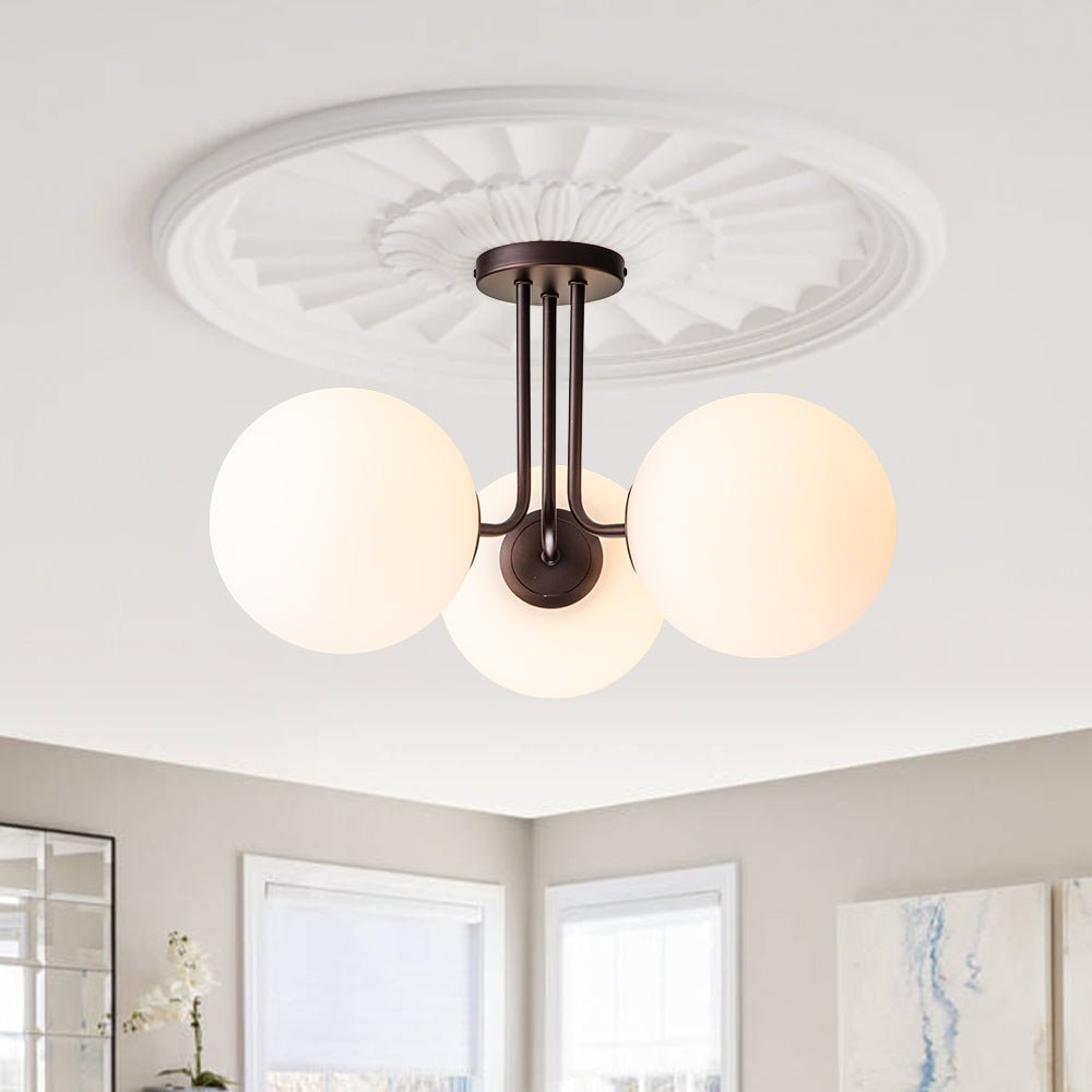 Freyza | Ombra Modern Opal Glass Opal Ceiling Light – Modern Bedroom Living Room