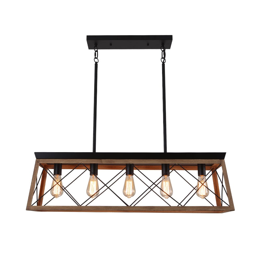 Freyza | Modern Linear Faux Wood Chandelier – Modern Dining Room Living Room