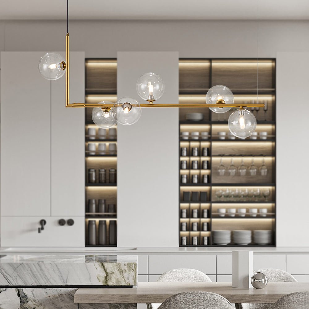 Freyza | Blikuli moderner linearer Kronleuchter aus Glas – modernes Esszimmer, Wohnzimmer
