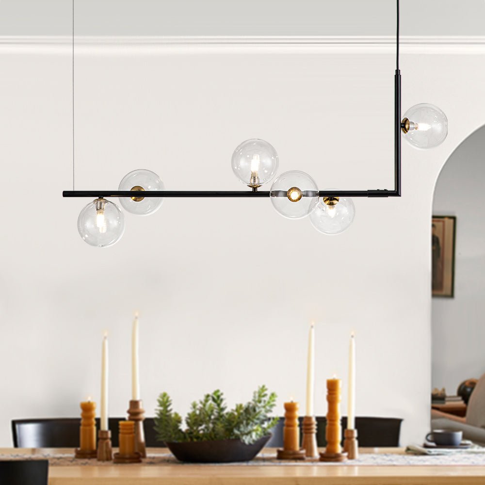 Freyza | Blikuli moderner linearer Kronleuchter aus Glas – modernes Esszimmer, Wohnzimmer