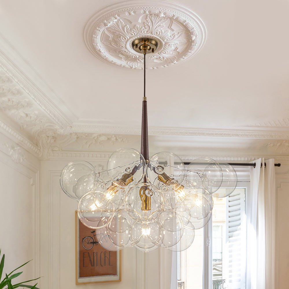Freyza | Kvennal Glas-Kronleuchter in Mocha Mousse – Esszimmer Wohnzimmer