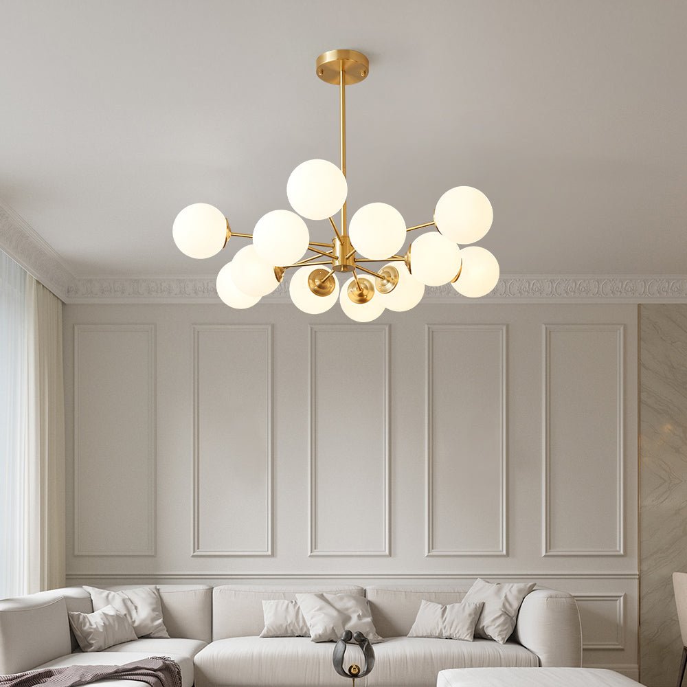 Freyza | Glazia Minimalist Opal Glass Opal Chandelier – Minimalist Dining Room Living Room