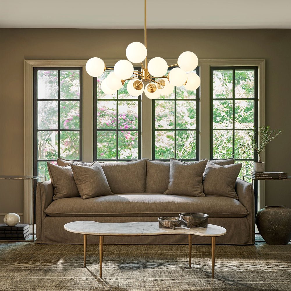 Freyza | Glazia Minimalist Opal Glass Opal Chandelier – Minimalist Dining Room Living Room