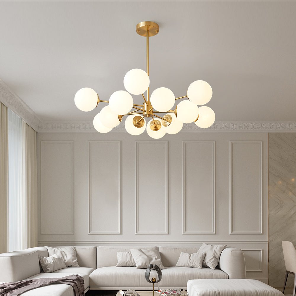 Freyza | Glazia Minimalist Opal Glass Opal Chandelier – Minimalist Dining Room Living Room