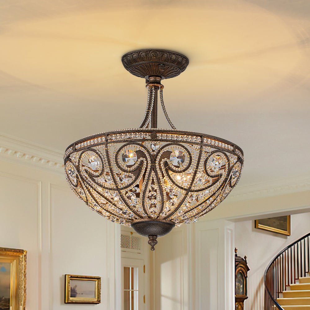 Freyza | Vatnuli Traditional Antique Crystal Antique Ceiling Light – Traditional Bedroom Living Room