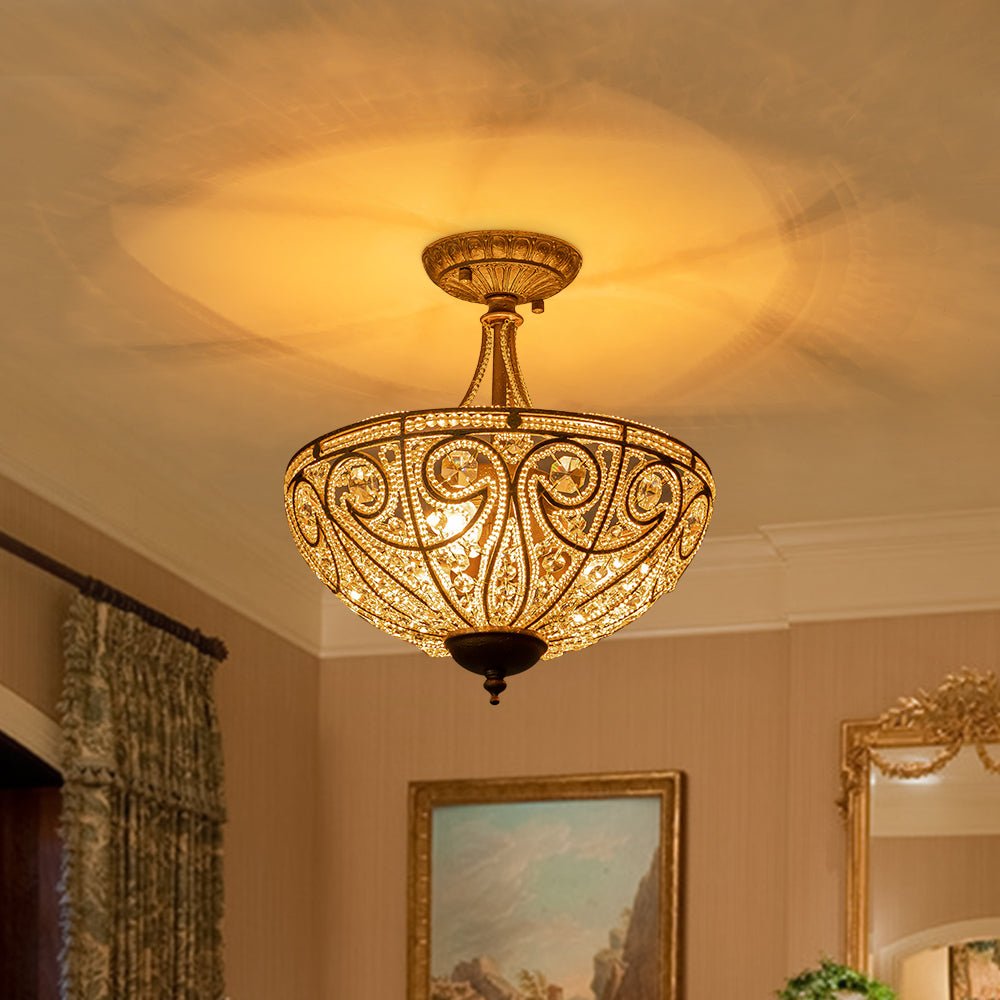 Freyza | Vatnuli Traditional Antique Crystal Antique Ceiling Light – Traditional Bedroom Living Room