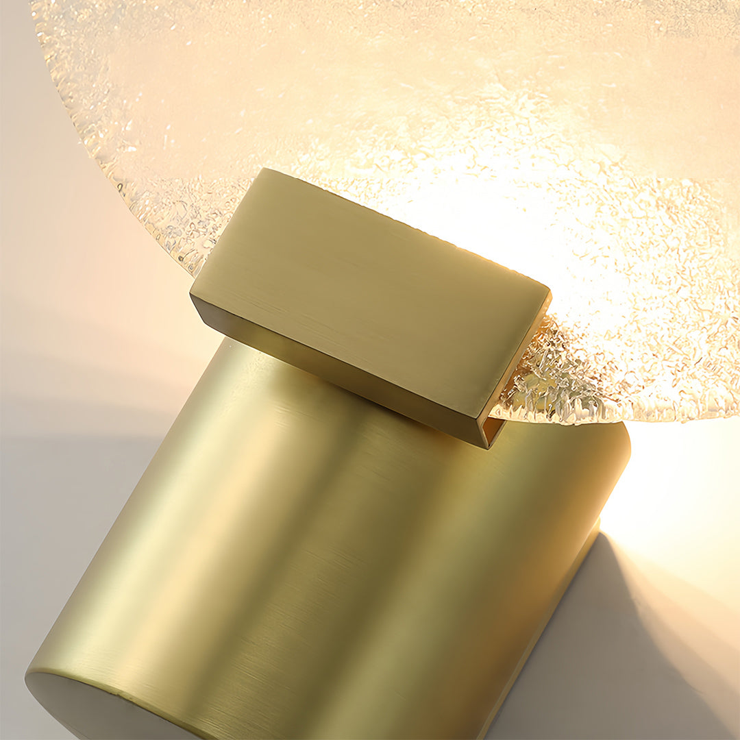 Freyza - LED Wall Sconce Light – Round Minimalist Glass Gold Metal (25cm / 9.8in)