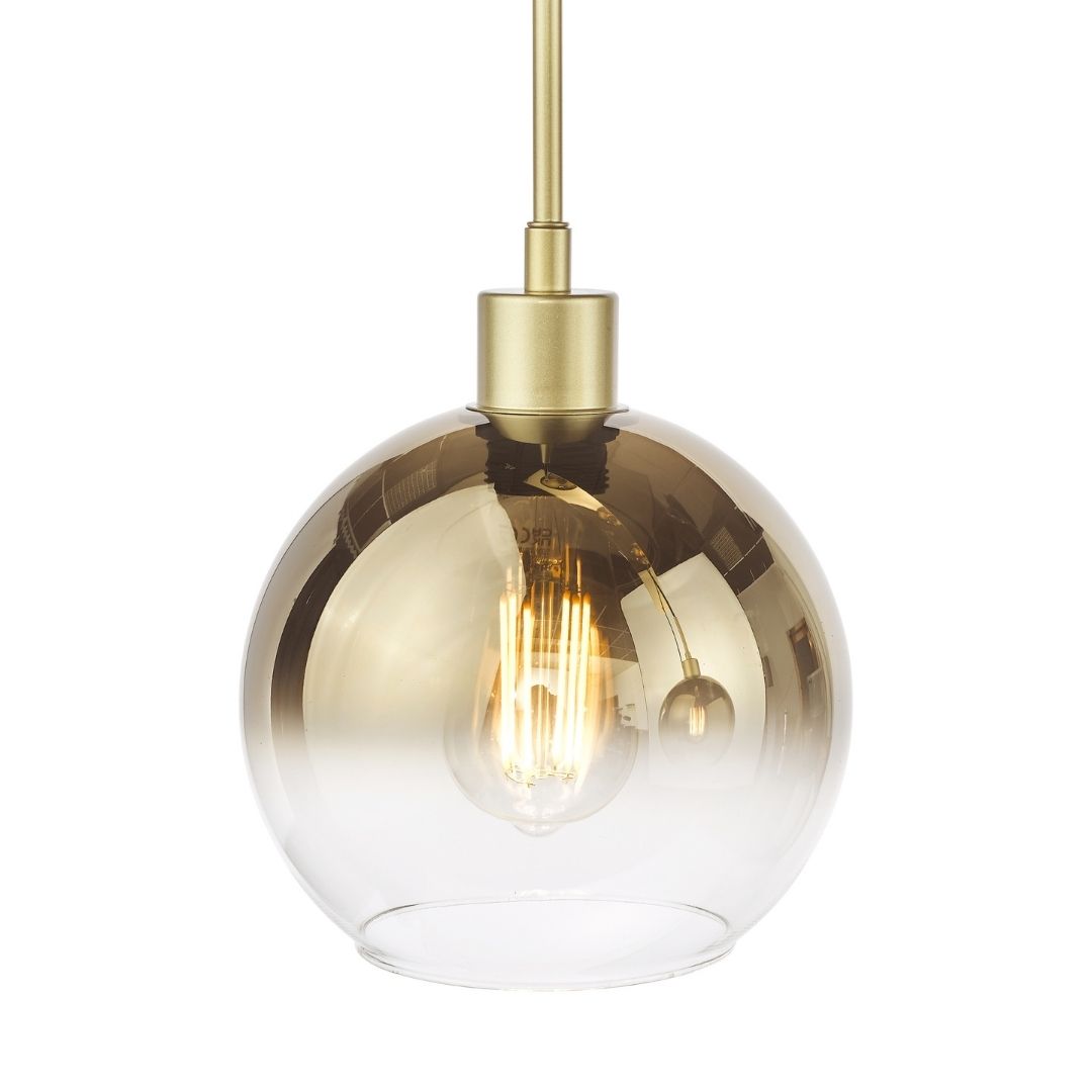 Freyza - Lycia 3 Light Gold & Ombre Glass Ceiling Pendant Bar
