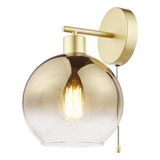 Freyza - Glass Wall Light | Satin Gold Finish with Globe Shade | Modern Opulent Sconce for Bedroom, Hallway, or Living Room