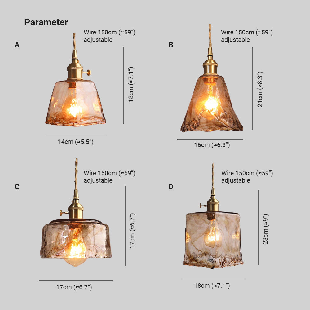 Freyza | Zina Pendant Glass Brass Glass Pendant Light – Kitchen Dining Room