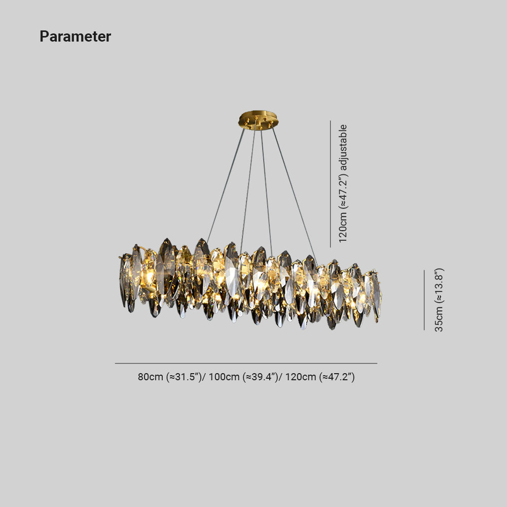 Freyza | Suspension dorée en cristal – Cuisine moderne et salle à manger