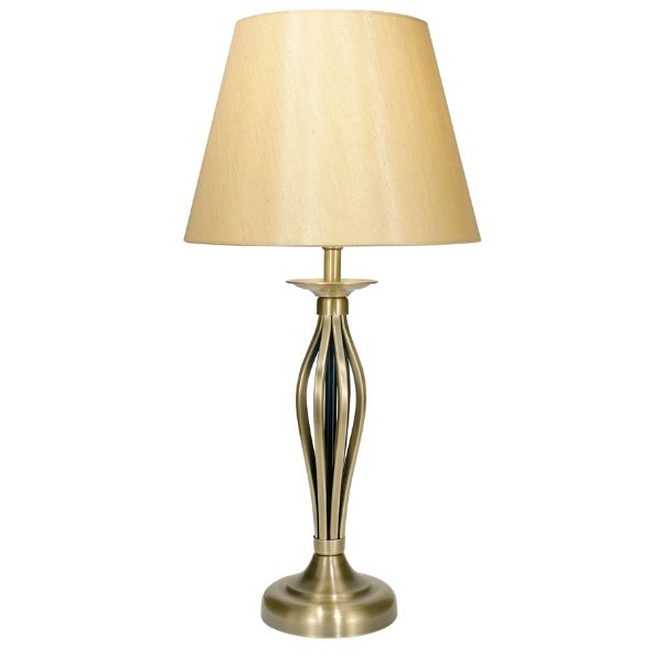 BrassElegance | Elegant Antique Brass Table Lamp with Gold Shade 2