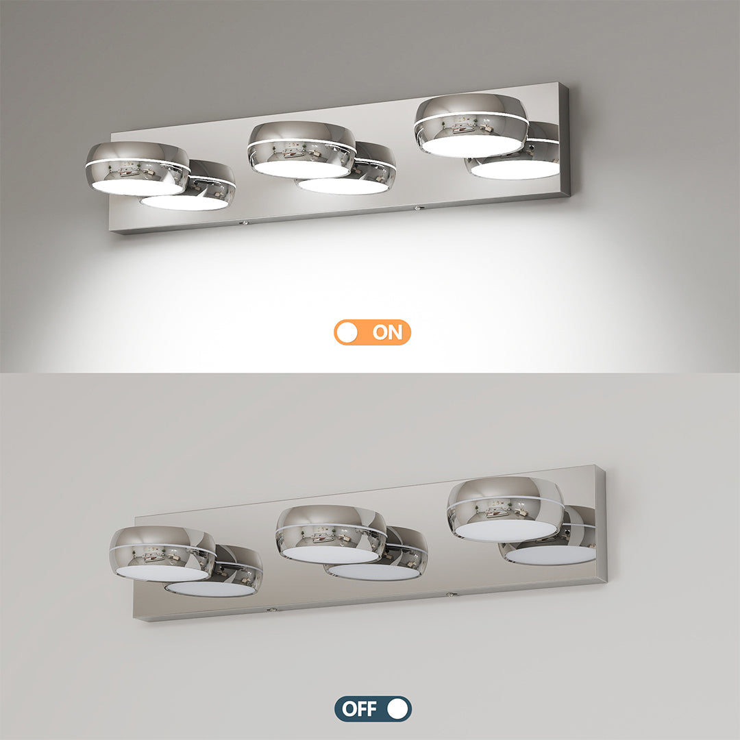 Freyza - Bathroom Vanity Light LED Minimalist Chrome Aluminum 3-6 Heads 6000K Cool White