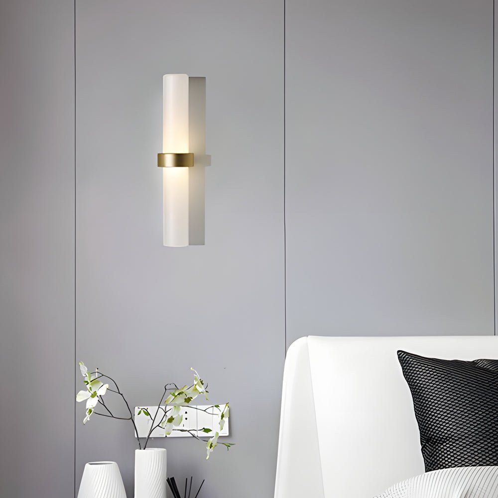 Freyza - LED Wall Sconce Light – Modern Frosted Glass Tube Minimalist (40x6cm / 15.7x2.4in)