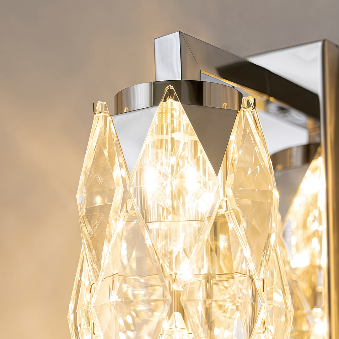 Freyza - LED Wall Sconce Light – Modern Geometric Crystal Stainless Steel (32-48cm / 12.6-18.9in)