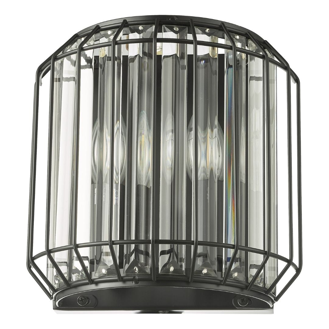 Naeva | Elegant Matte Black Crystal Wall Light Fixture 2