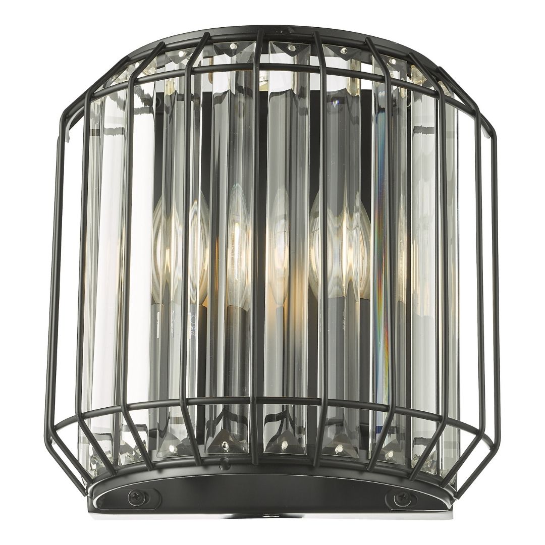 Naeva | Elegant Matte Black Crystal Wall Light Fixture 3