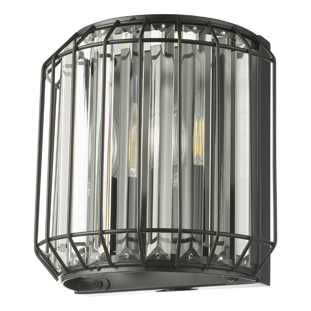 Naeva | Elegant Matte Black Crystal Wall Light Fixture 4