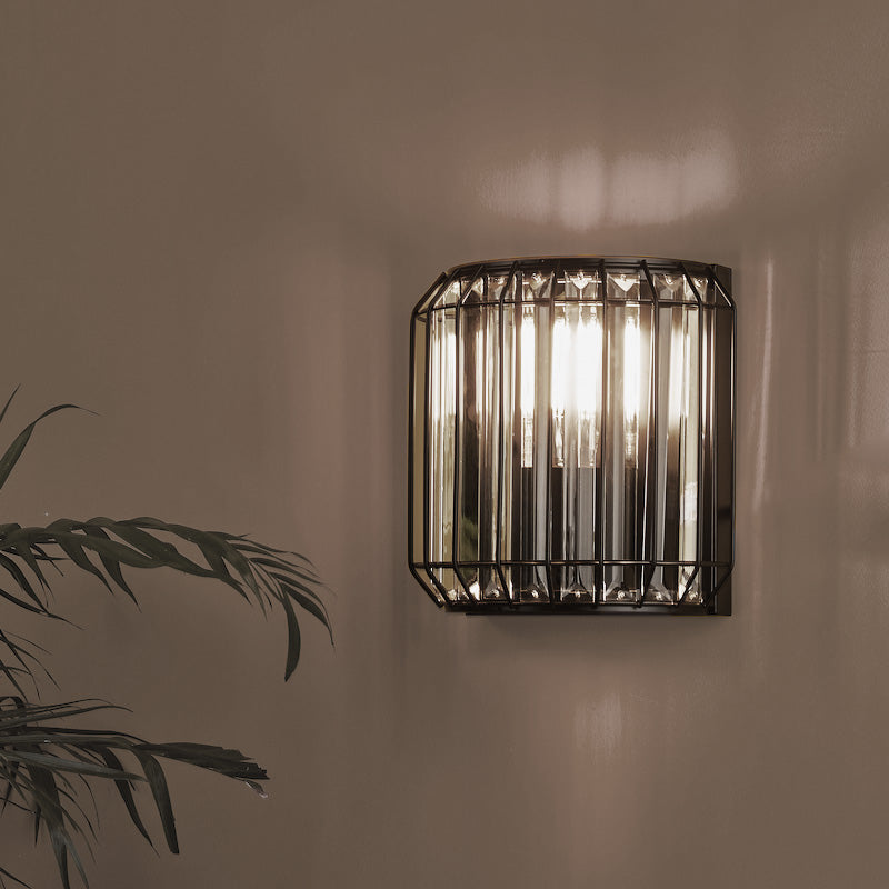 Naeva | Elegant Matte Black Crystal Wall Light Fixture 6