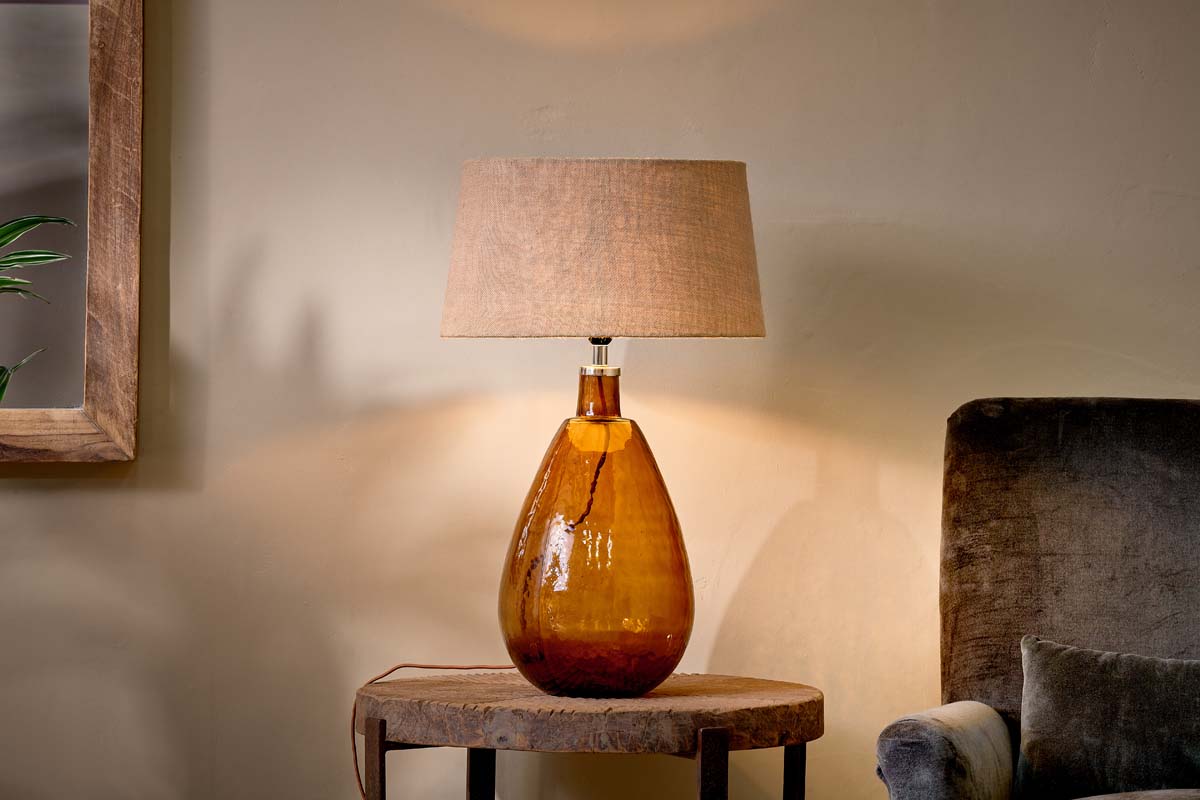 AmberGlow | Elegant Tall Recycled Glass Table Lamp for Living Room 1