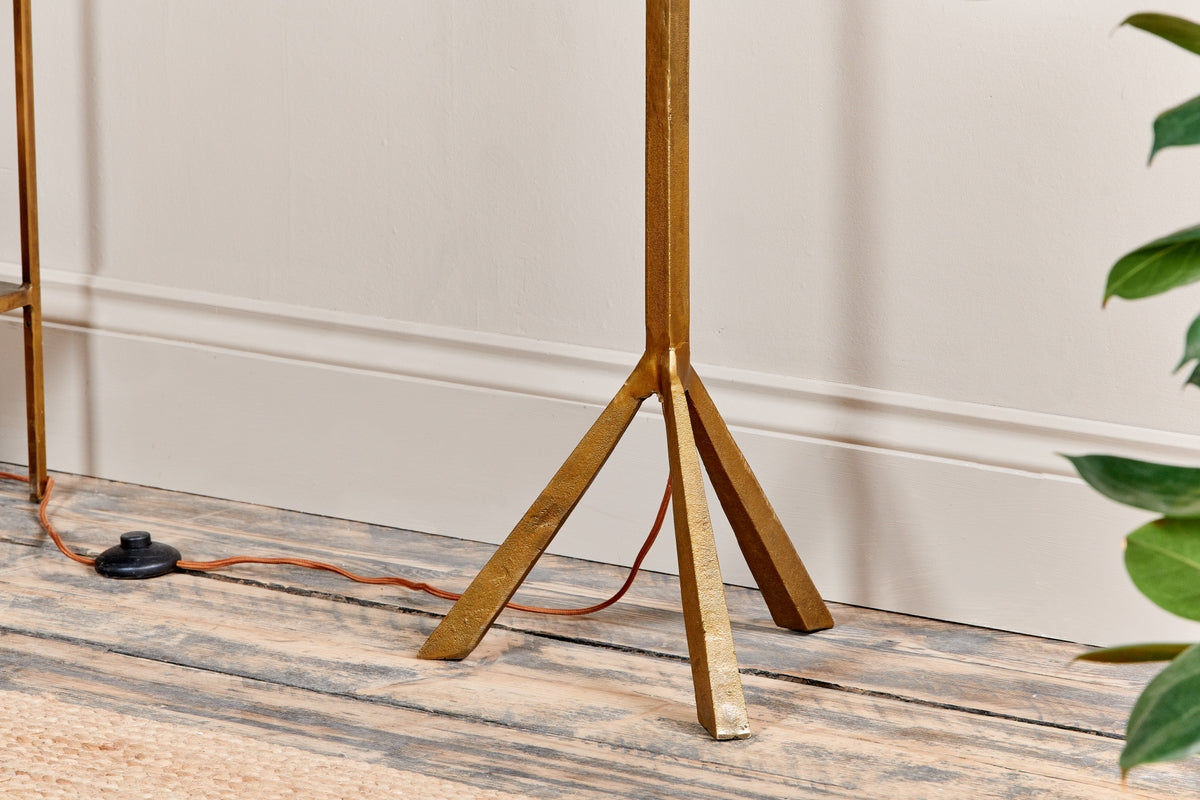 Freyza - Nkuku Sahhil Metal Tripod Floor Lamp Antique Brass