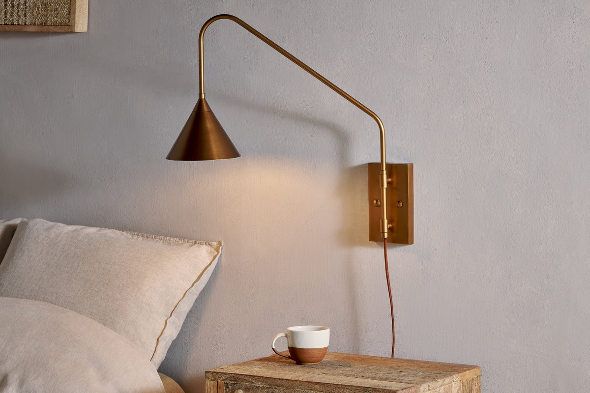 Freyza - Nkuku Thottam Swing Arm Wall Lamp Antique Brass