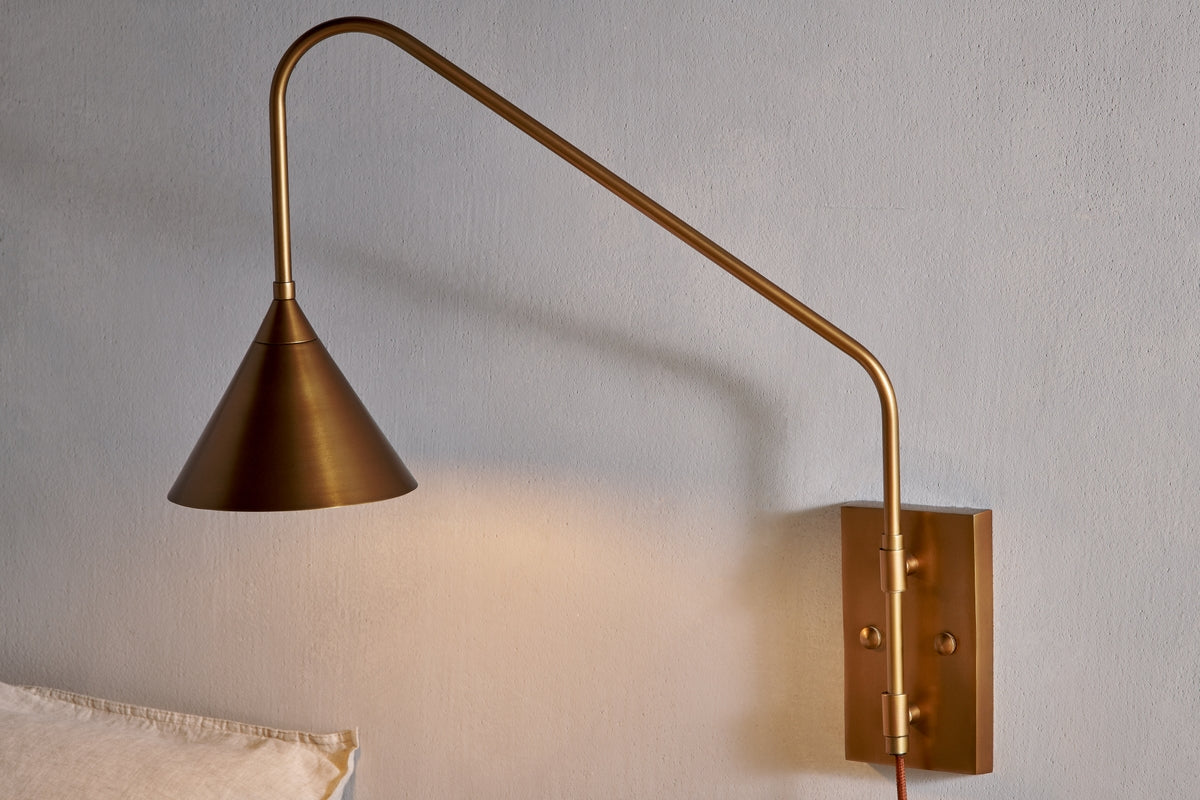 Freyza - Nkuku Thottam Swing Arm Wall Lamp Antique Brass