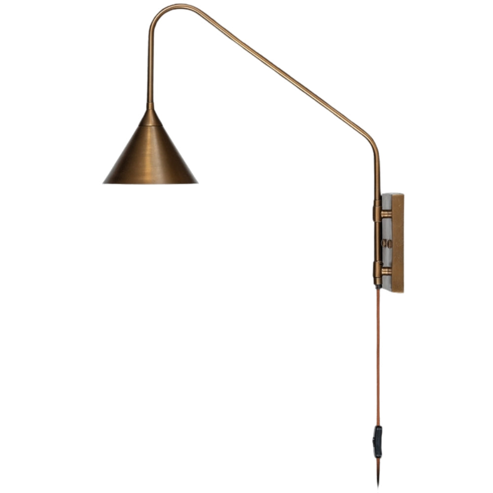Freyza - Nkuku Thottam Swing Arm Wall Lamp Antique Brass