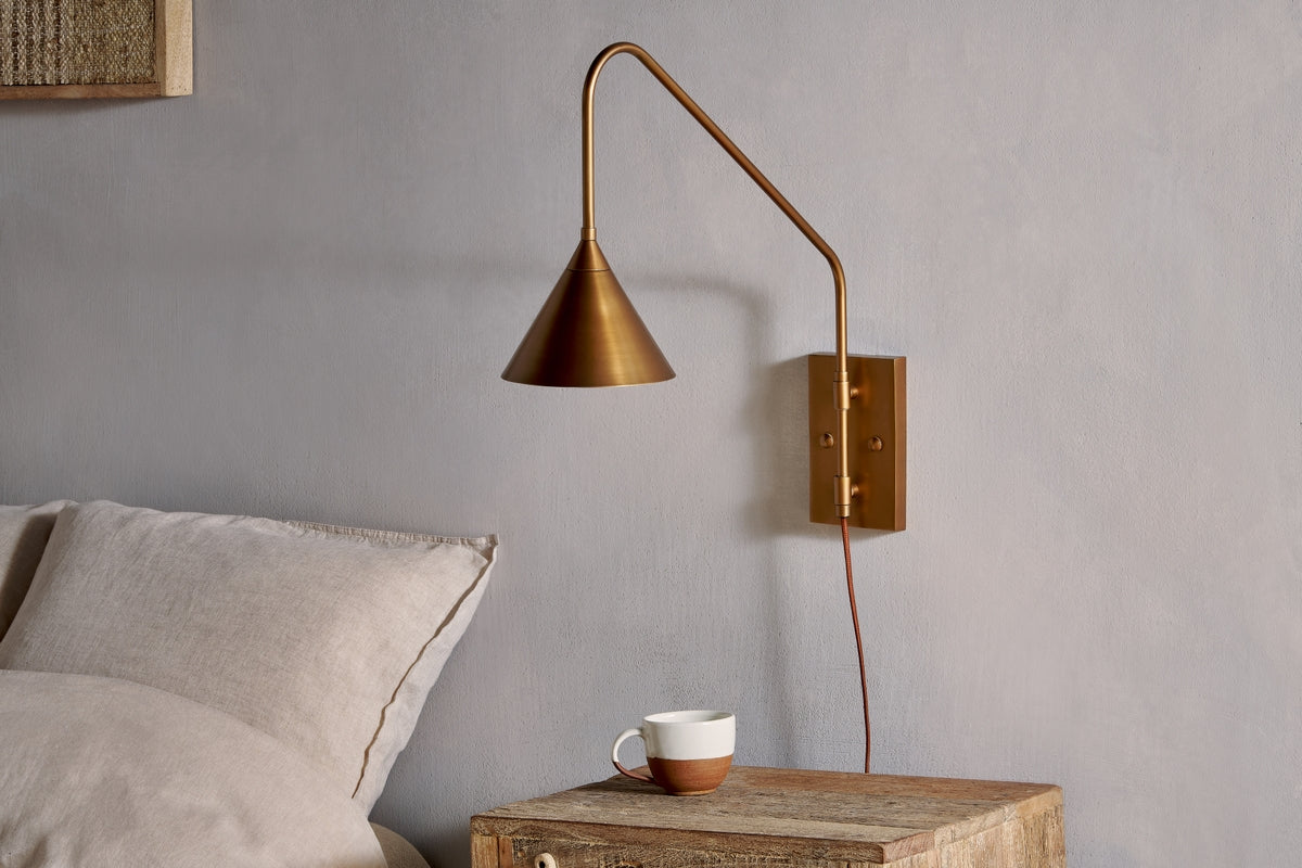 Freyza - Nkuku Thottam Swing Arm Wall Lamp Antique Brass