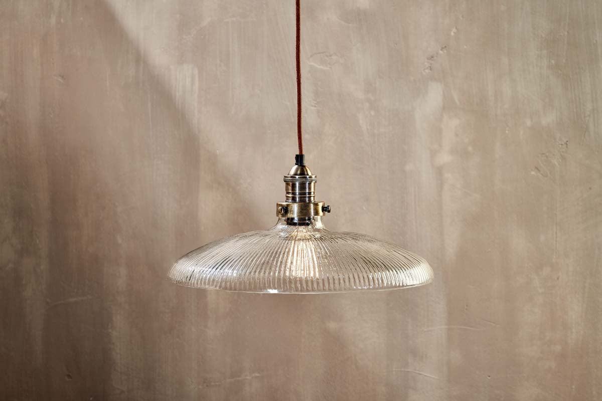 Freyza - Nkuku Zowie grande suspension en verre nervuré recyclé