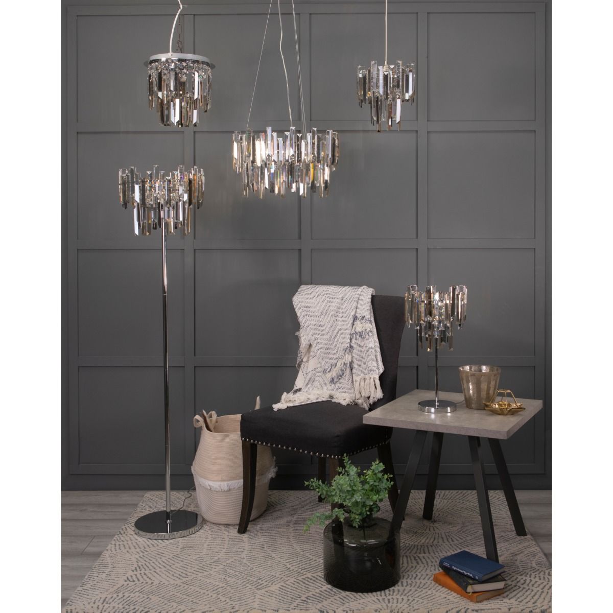 Freyza - Onega 3 Light Polished Chrome & Glass Flush Ceiling Light